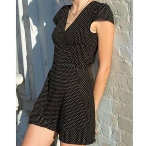 Brandy Melville black polka dot wrap dress size OS